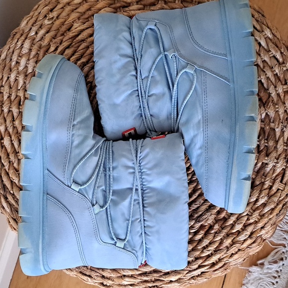 Hunter Unisex Youth Cozy Light Blue Nylon Winter/Snow Ankle Boots G3/B2 - Picture 9 of 10